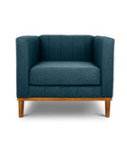 Shelley single seater couch midnight blue linen front view