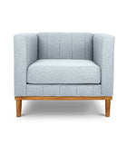 Shelley single seater couch pale blue linen front view
