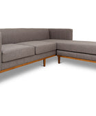 Shelley three seater L shape couch grey linen angled view