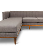 Shelley three seater L shape couch grey linen front view