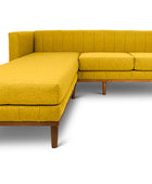 Shelley three seater L shape couch yellow linen front view