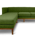 Shelley three seater L shape couch avocado green linen front view