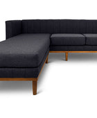 Shelley three seater L shape couch charcoal linen front view