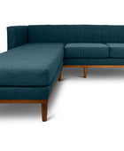 Shelley three seater L shape couch midnight blue linen front view
