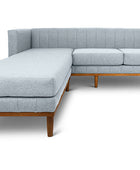 Shelley three seater L shape couch pale blue linen front view