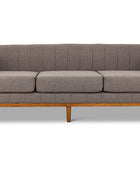 Shelley three seater couch grey linen front view