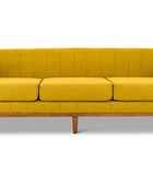 Shelley three seater couch yellow linen front view