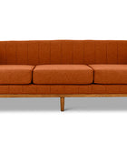Shelley three seater couch baked clay linen front view