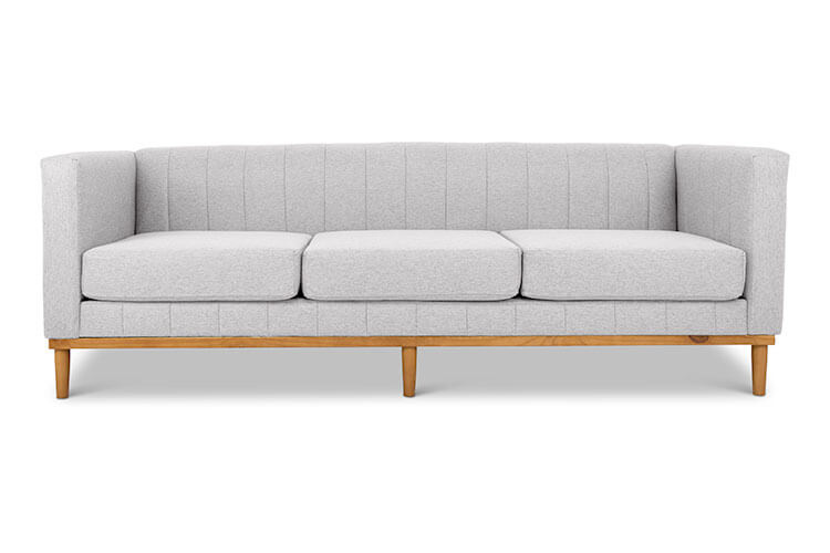Shelley three seater couch cream linen front view