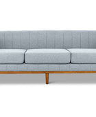 Shelley three seater couch pale aqua linen front view