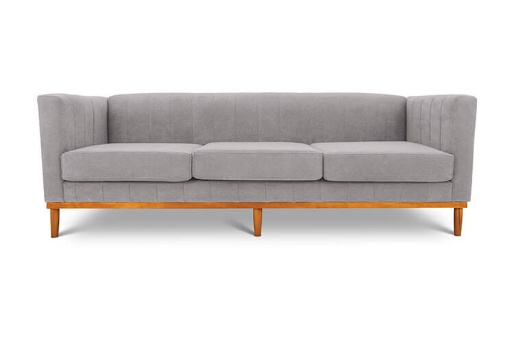 Shelley three seater couch bone grey front view