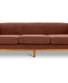Shelley three seater couch chocolate brown suede front view