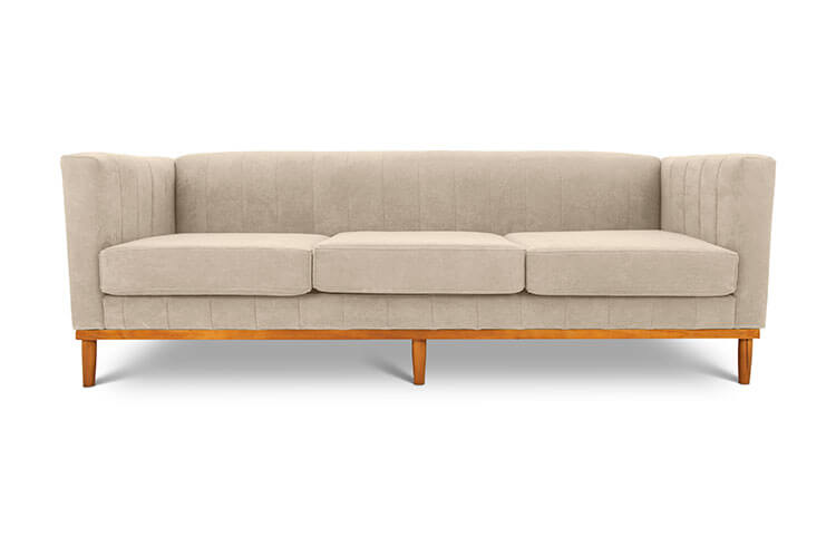 Shelley three seater couch rice suede front view