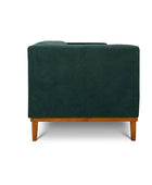 Shelley three seater couch seaweed green suede side view