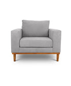 Sophia single seater couch in bone grey suede fabric front view