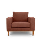 Sophia single seater couch in chocolate suede fabric front view