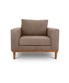 Sophia single seater couch in dust brown suede fabric front view