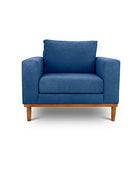 Sophia single seater couch in indigo suede fabric front view