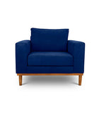 Sophia single seater couch in jet blue suede fabric front view