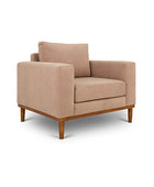 Sophia single seater couch in sand suede fabric angled view