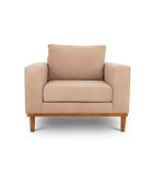 Sophia single seater couch in sand suede fabric front view