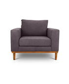 Sophia single seater couch in taupe suede fabric front view