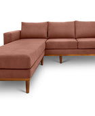 Sophia L shape couch in chocolate brown suede fabric front view
