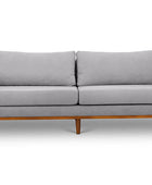 Sophia three seater couch in bone grey suede fabric front view