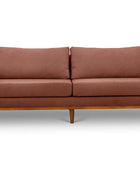 Sophia three seater couch in chocolate brown suede fabric front view