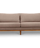 Sophia three seater couch in dust brown suede fabric front view
