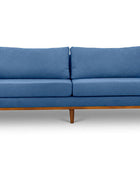 Sophia three seater couch in indigo suede fabric front view