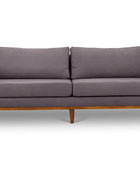 Sophia three seater couch in taupe suede fabric front view