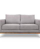 Sophia two seater couch in bone grey suede fabric front view