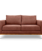 Sophia two seater couch in chocolate brown suede fabric front view
