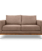 Sophia two seater couch in dust brown suede fabric front view