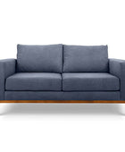 Sophia two seater couch in slate grey suede fabric front view