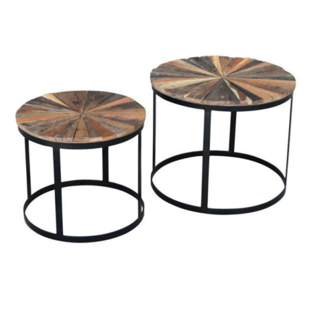 Wooden Coffee Table with Iron Stand